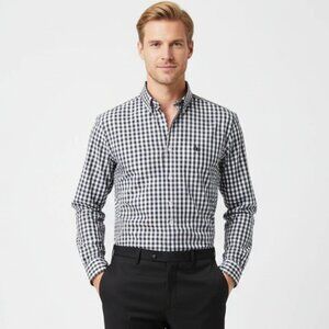 Burberry White & Black Plaid Gingham Long Sleeve Button Up & Down Shirt XL